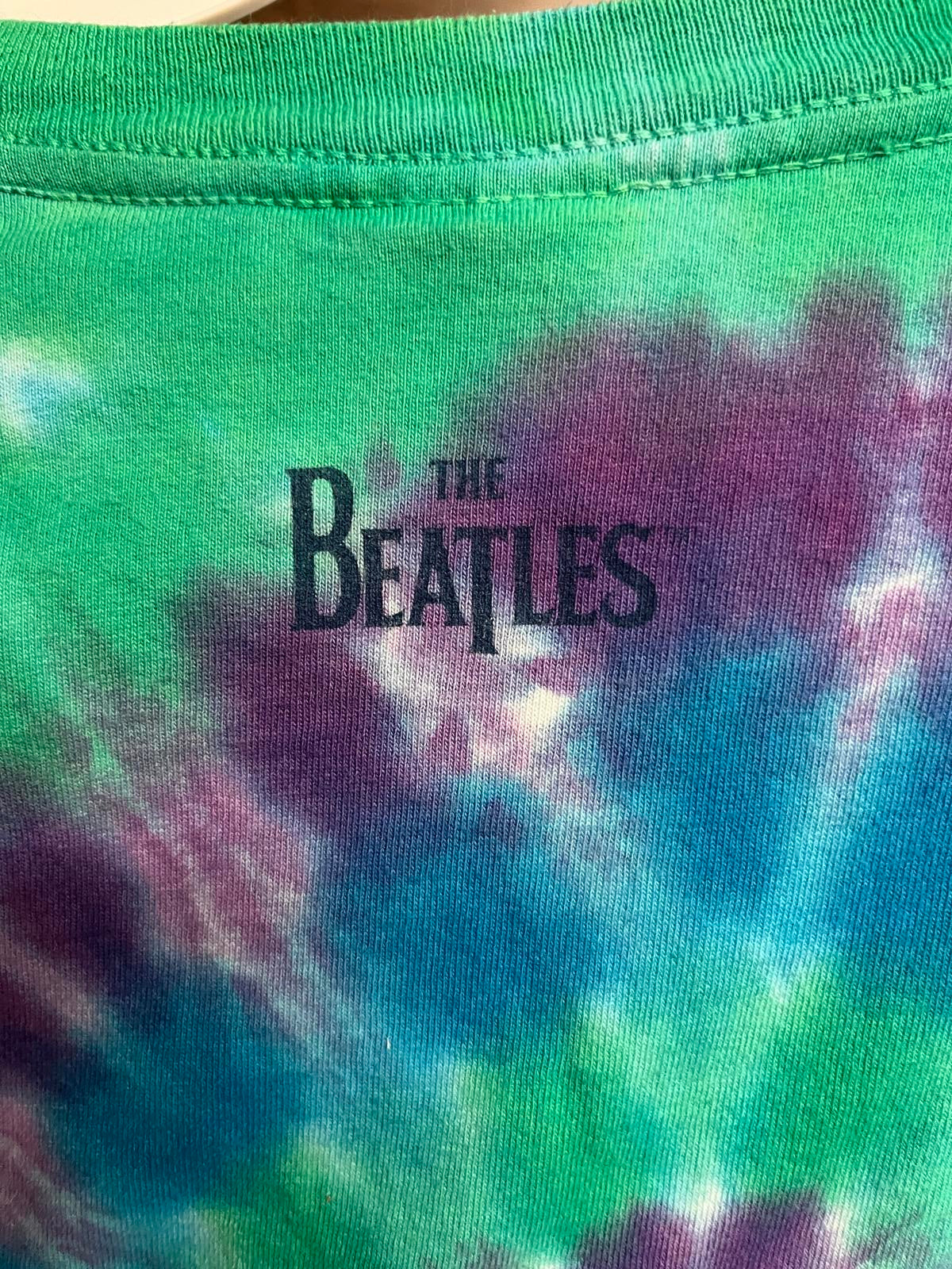 Beatles Rubber Soul Album Liquid Blue Grey Tag Tie Dye -L