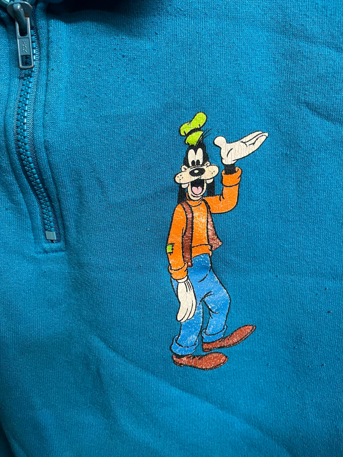 Disney Goofy Quarter Zip Crewneck Sweatshirt Made in USA