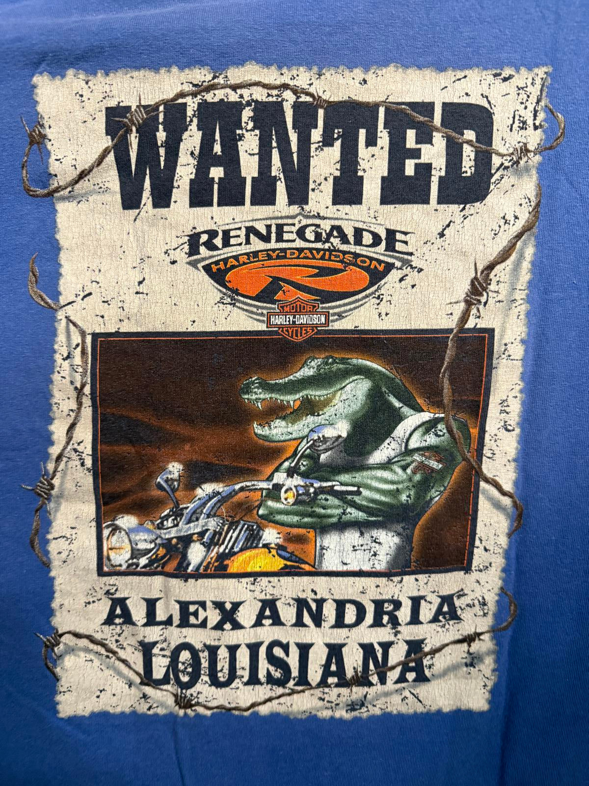 Y2K Faded Blue Harley Davidson Wanted Renegade Poster Gator
