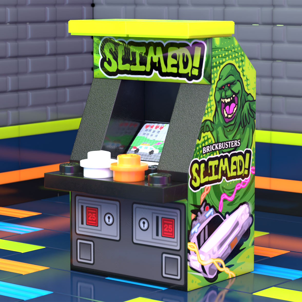 Slimed Arcade Machine made using LEGO parts