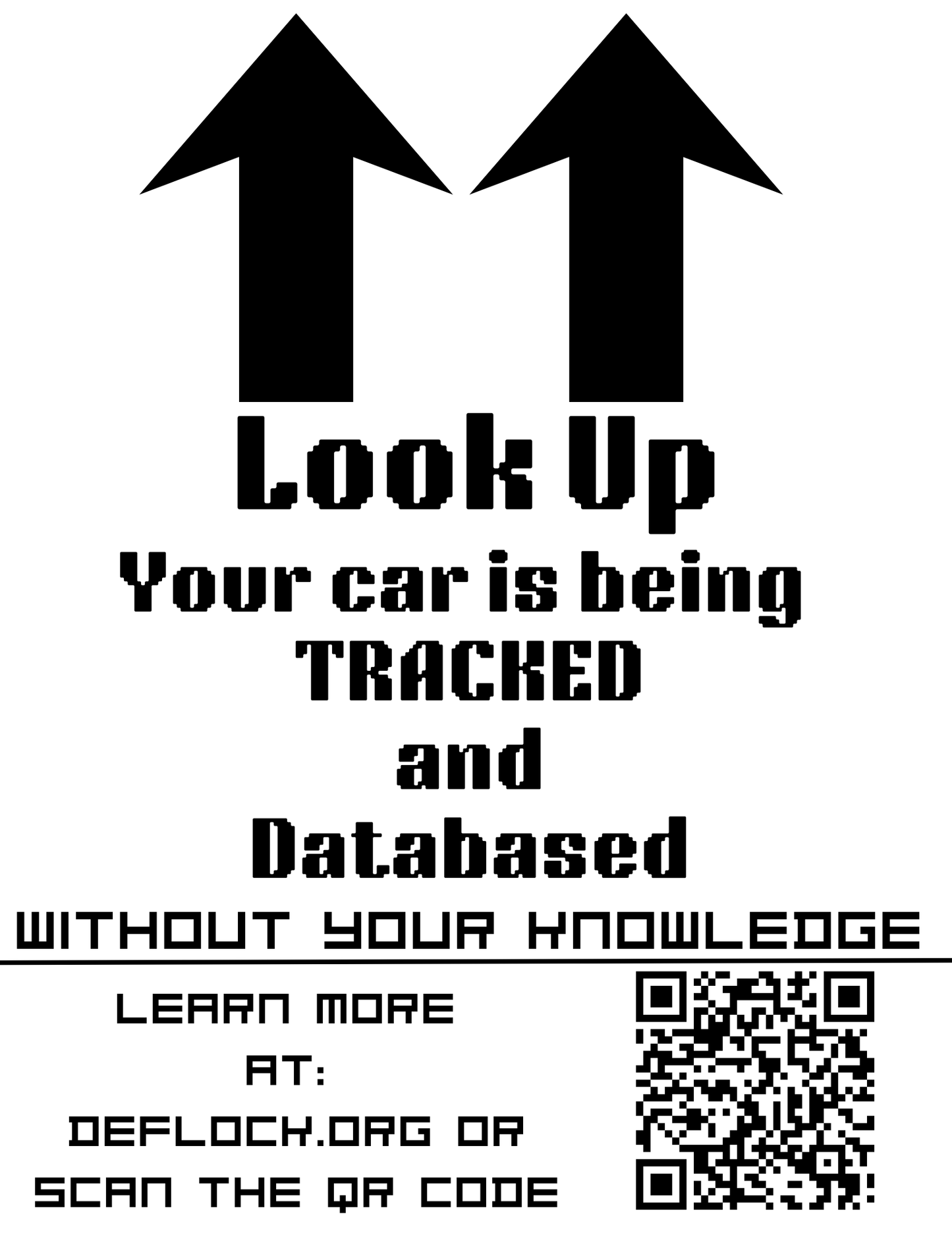 Look Up: Your Car is being Tracked! - deflock.me Vertical Yard sign