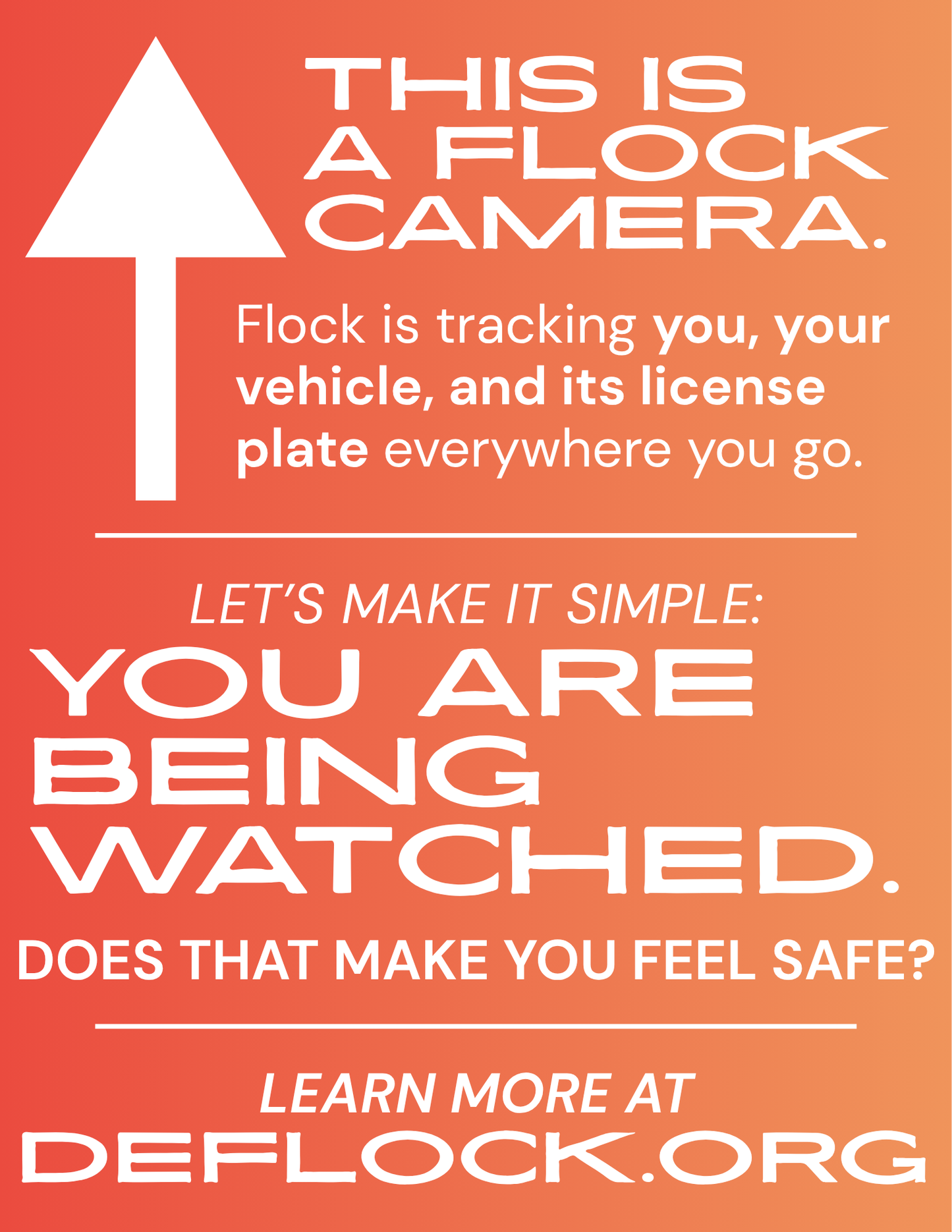 You are Being Watched - deflock.me Vertical Yard sign