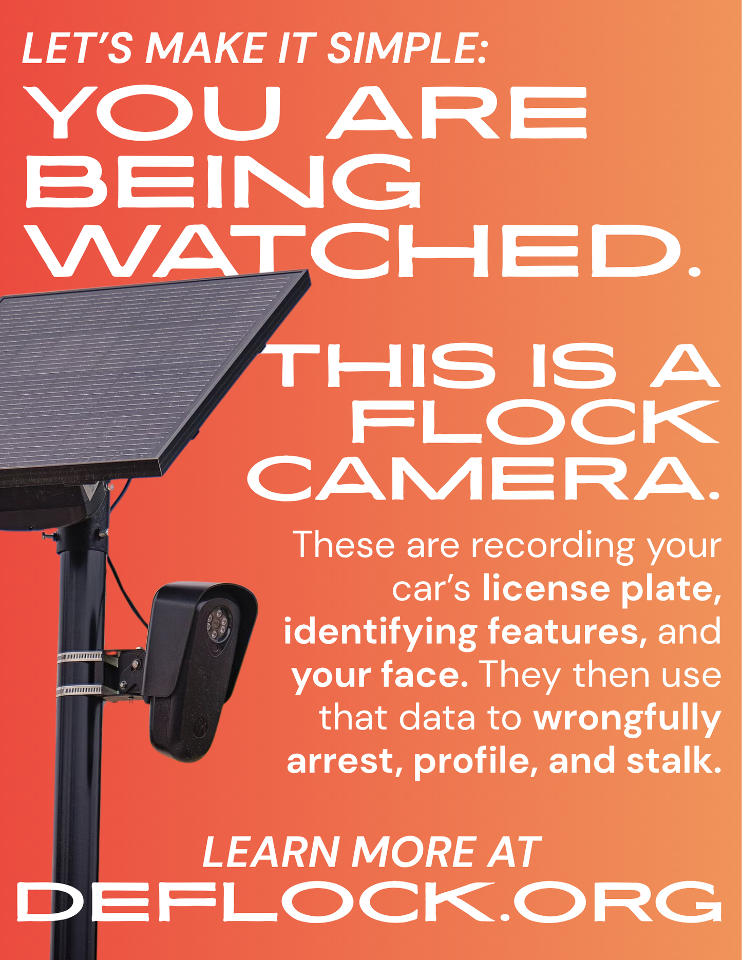 You are Being Watched - deflock.me Vertical Yard sign