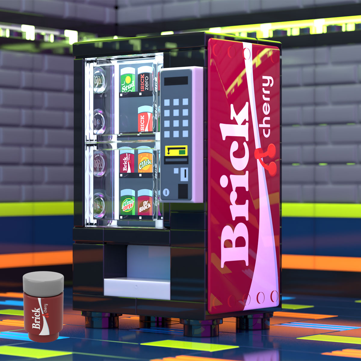 Cherry Cola Soda Vending Machine made using LEGO parts