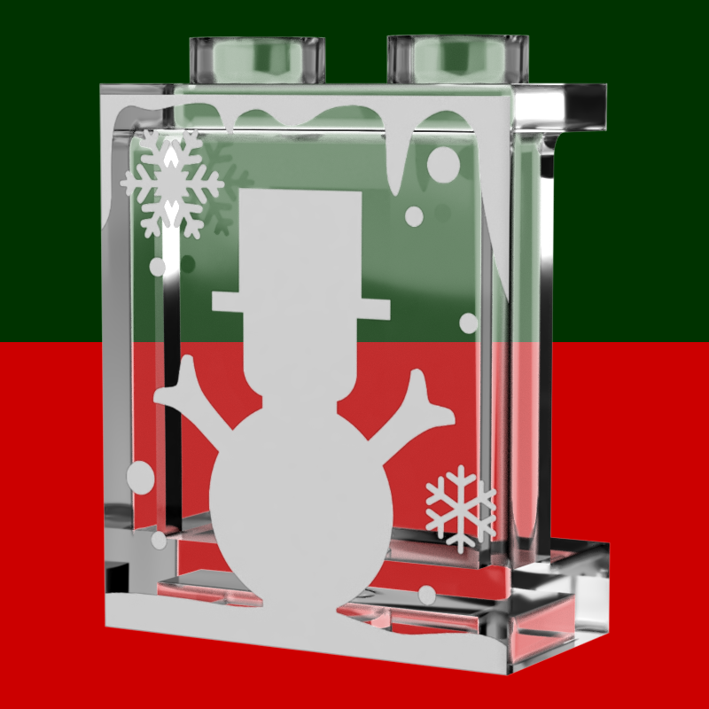 Winter Village Window with White Snowman 1x2x2 Panel - B3 Customs