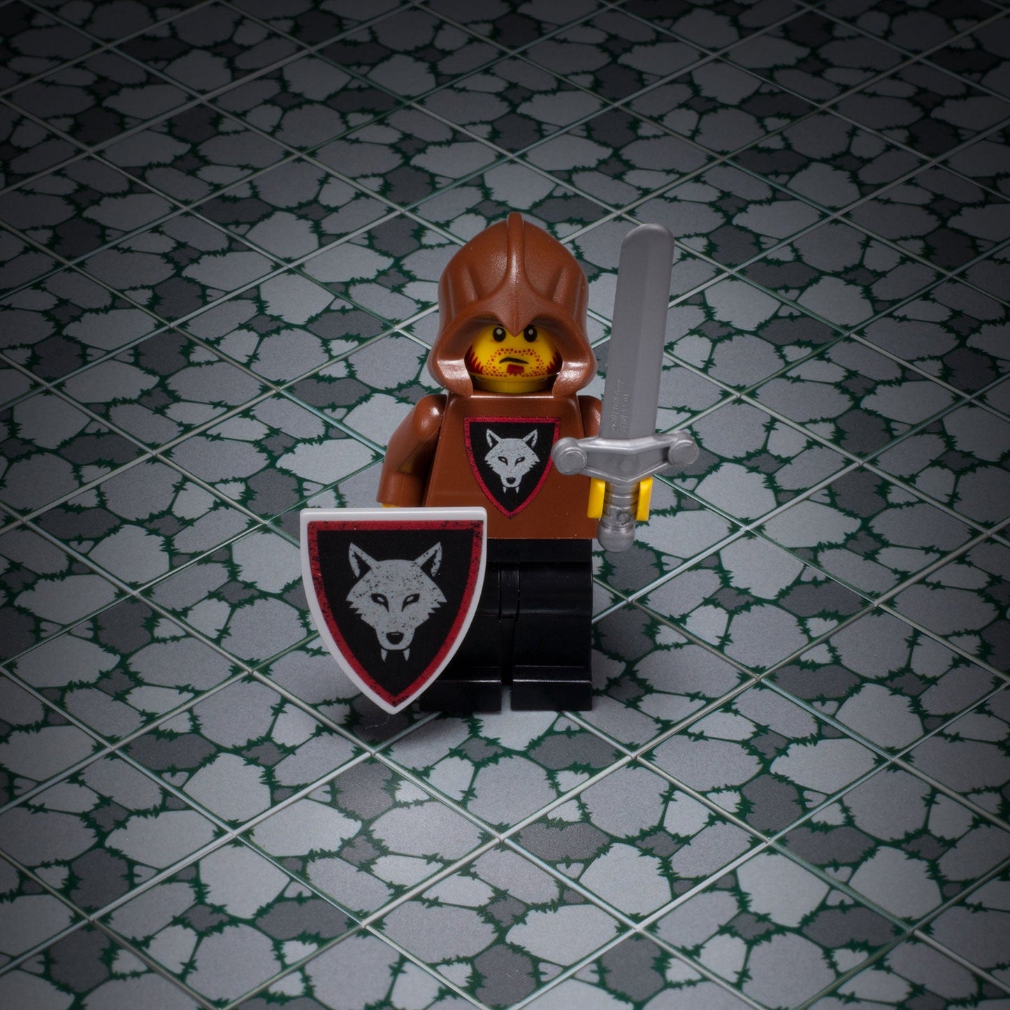 Cobblestone Flooring (Plant Overgrowth) - Custom Printed 2x2 Tile made using LEGO part