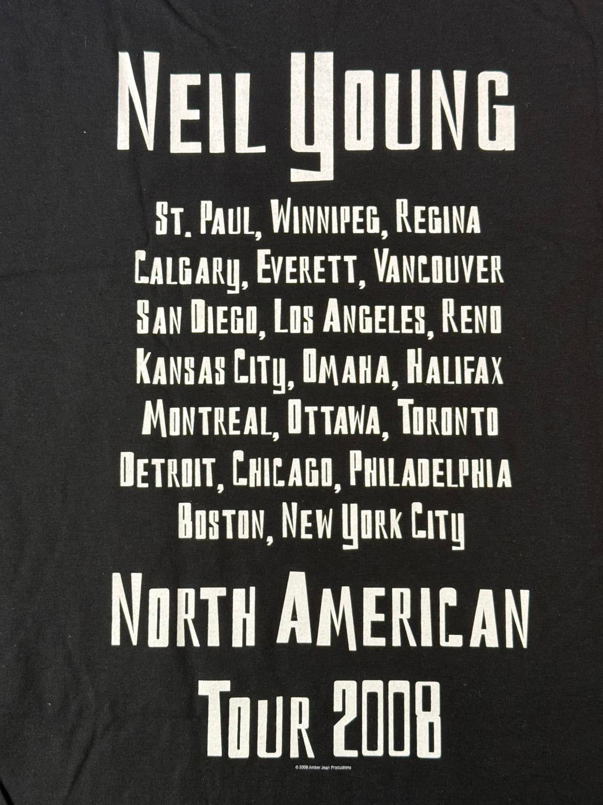 Neil Young T-shirt 2008 Tour North American Black Tee - L
