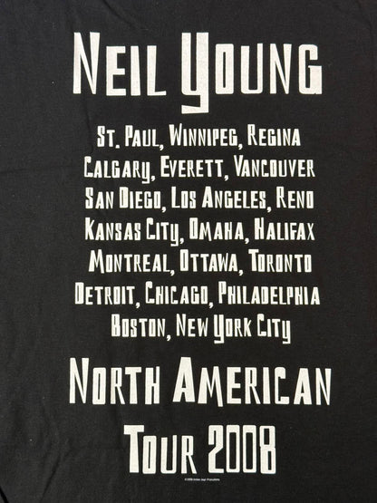 Neil Young T-shirt 2008 Tour North American Black Tee - L