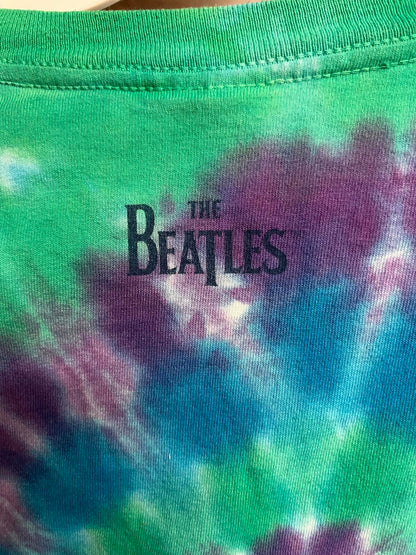 Beatles Rubber Soul Album Liquid Blue Grey Tag Tie Dye -L