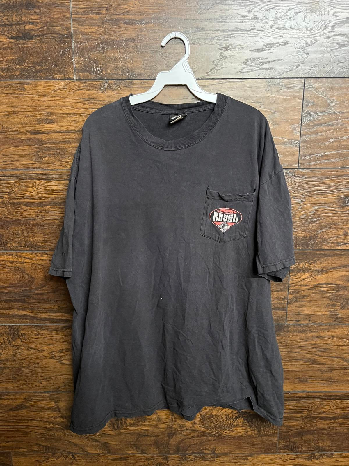 Y2K Faded Harley Davidson Pocket Tee Bellevue Bike Motor 2XL