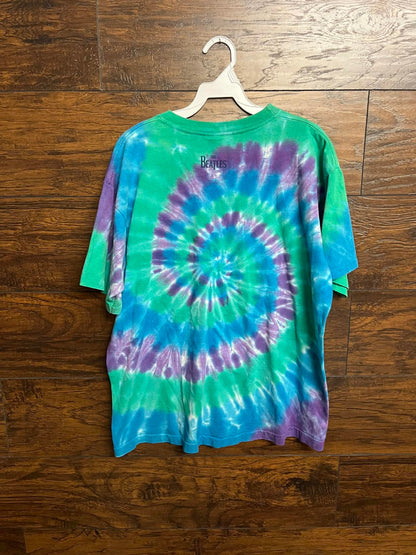 Beatles Rubber Soul Album Liquid Blue Grey Tag Tie Dye -L