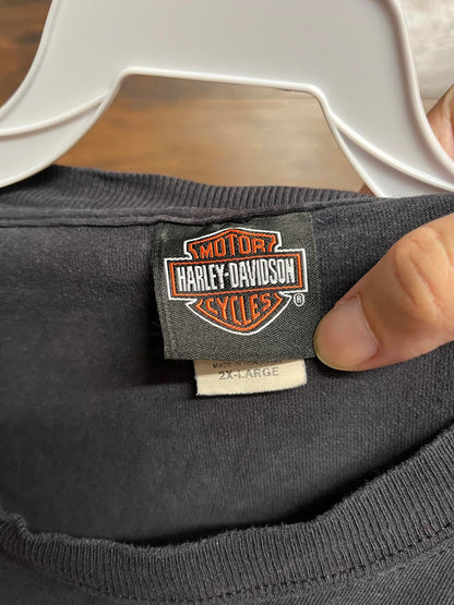 Y2K Faded Harley Davidson Pocket Tee Bellevue Bike Motor 2XL