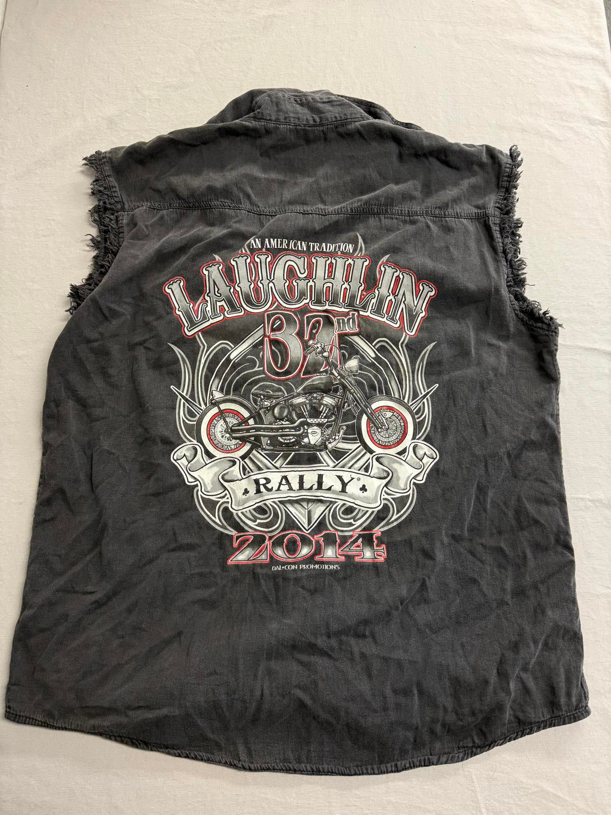 Biker Laughlin River Run Cut Off Vest 2014 Faded 2XL