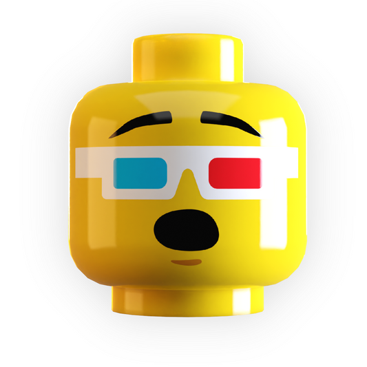 3D Glasses, Wow Expression on Minifig Head made using LEGO part