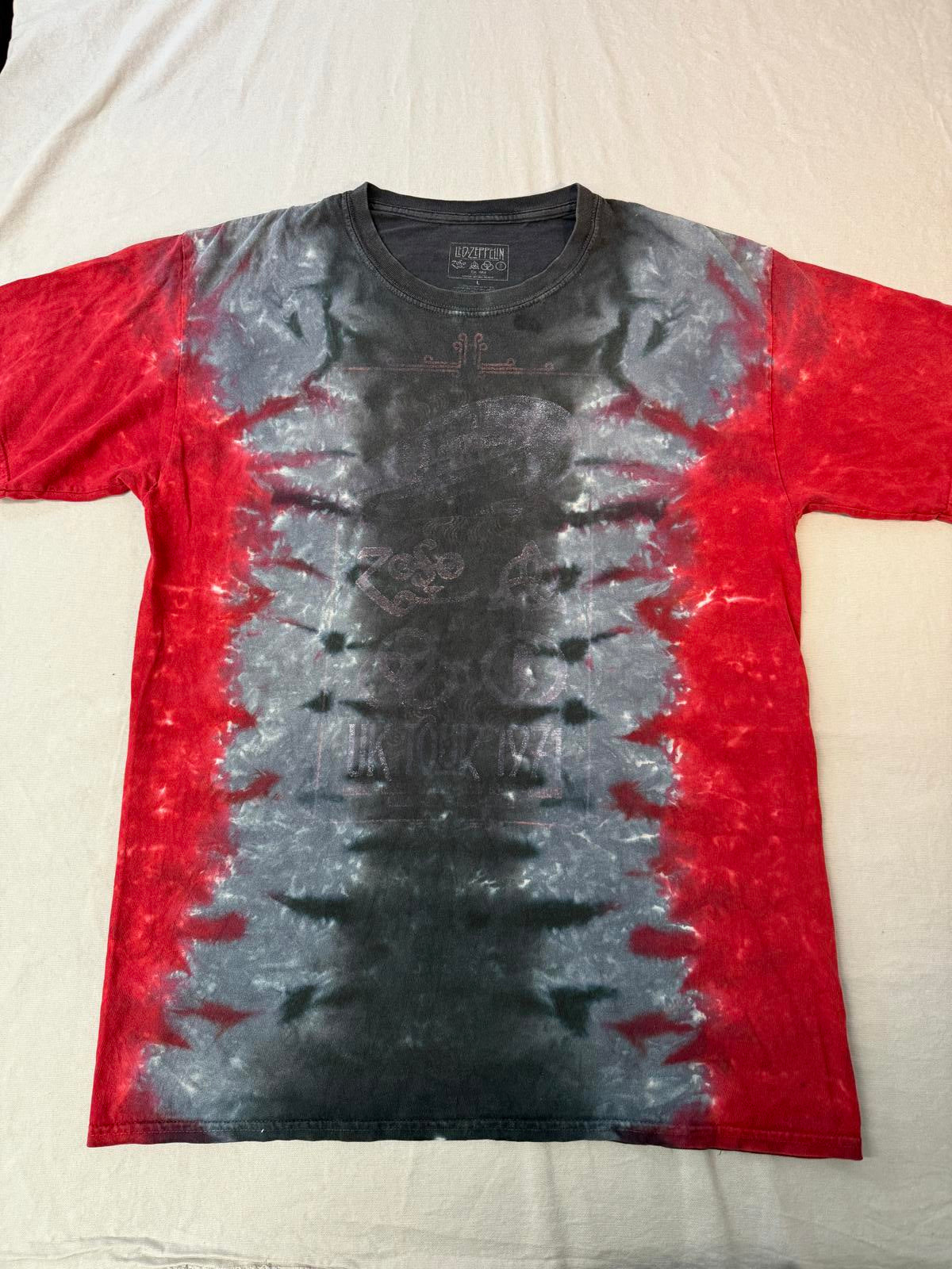 Y2K Faded Led Zeppelin Tie Dye T-shirt Zoso Blimp Album -L