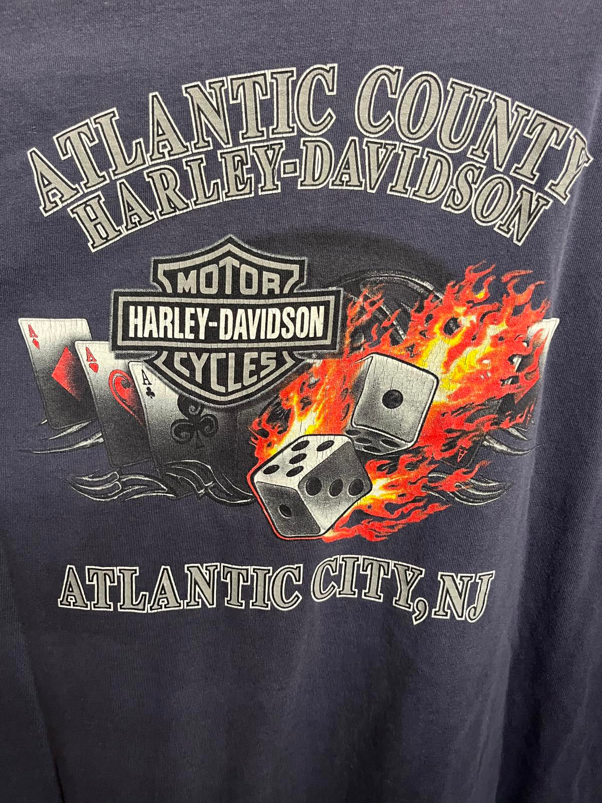 Faded Harley Davidson Pocket Tee Aces Fire Dice - XL