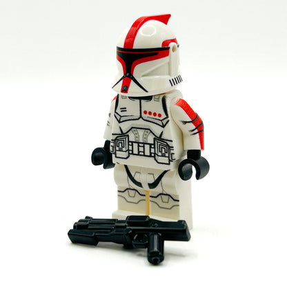 Custom Commander Clone Trooper (Red, Phase 1) Minifig made using LEGO parts  - B3 Customs