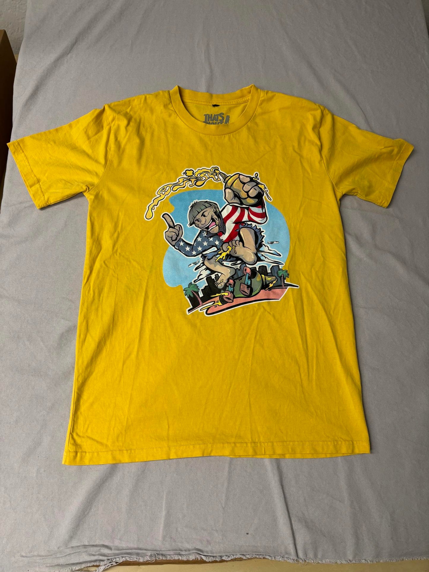 Thats Right! T-shirt Skateboard Mustard Do a Kick Flip Tee M
