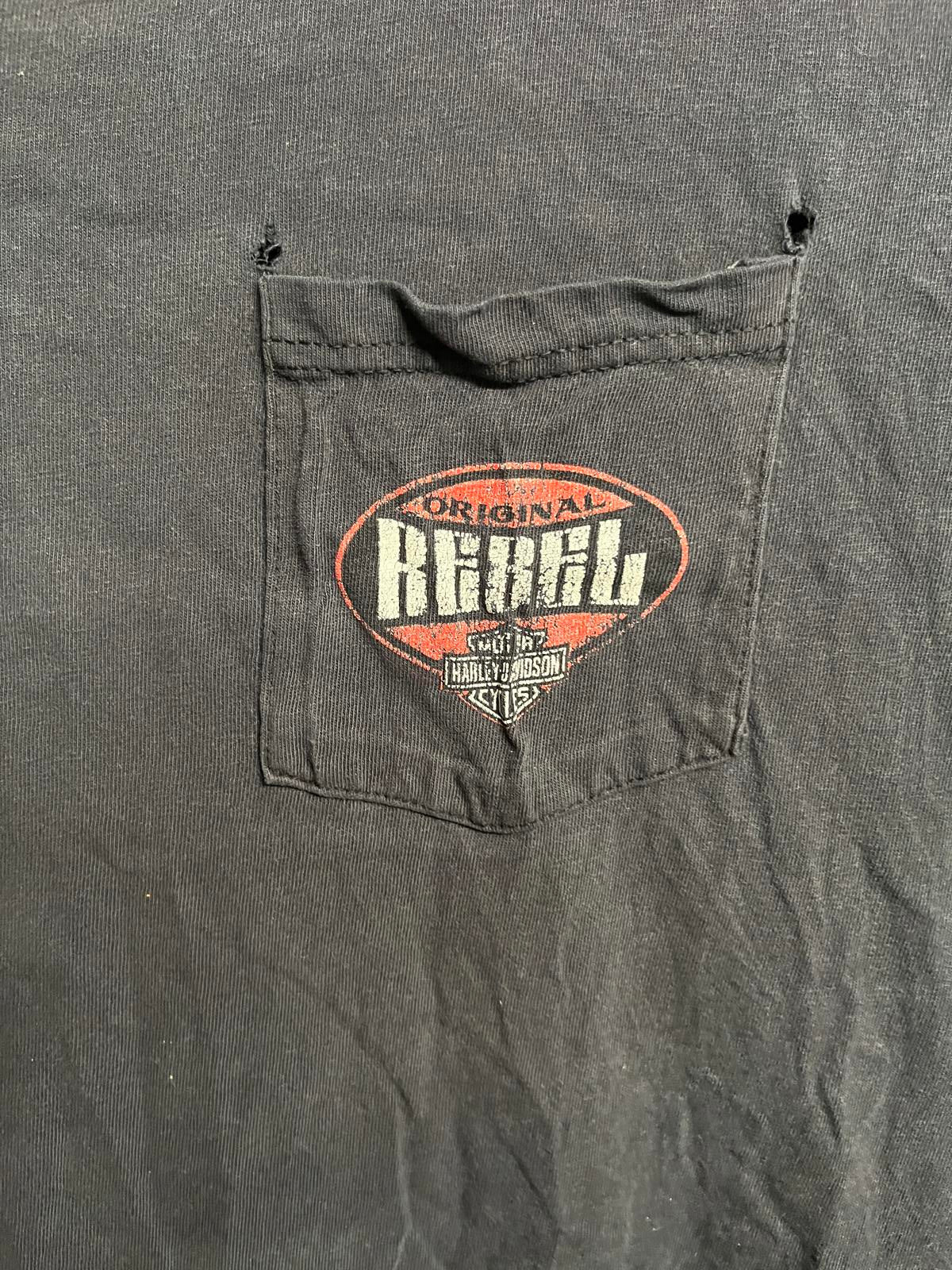 Y2K Faded Harley Davidson Pocket Tee Bellevue Bike Motor 2XL