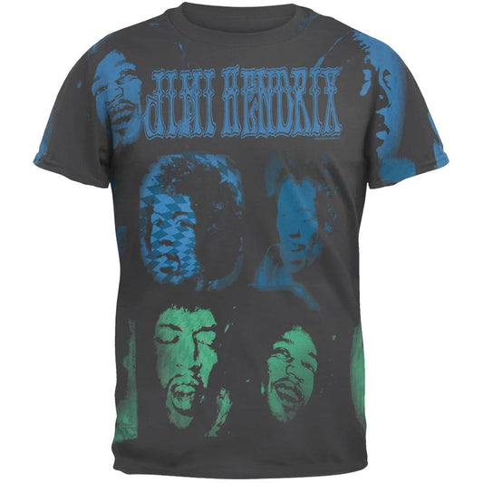Vintage Jimi Hendrix T-shirt - AOP Spraypaint Hendrix Faces
