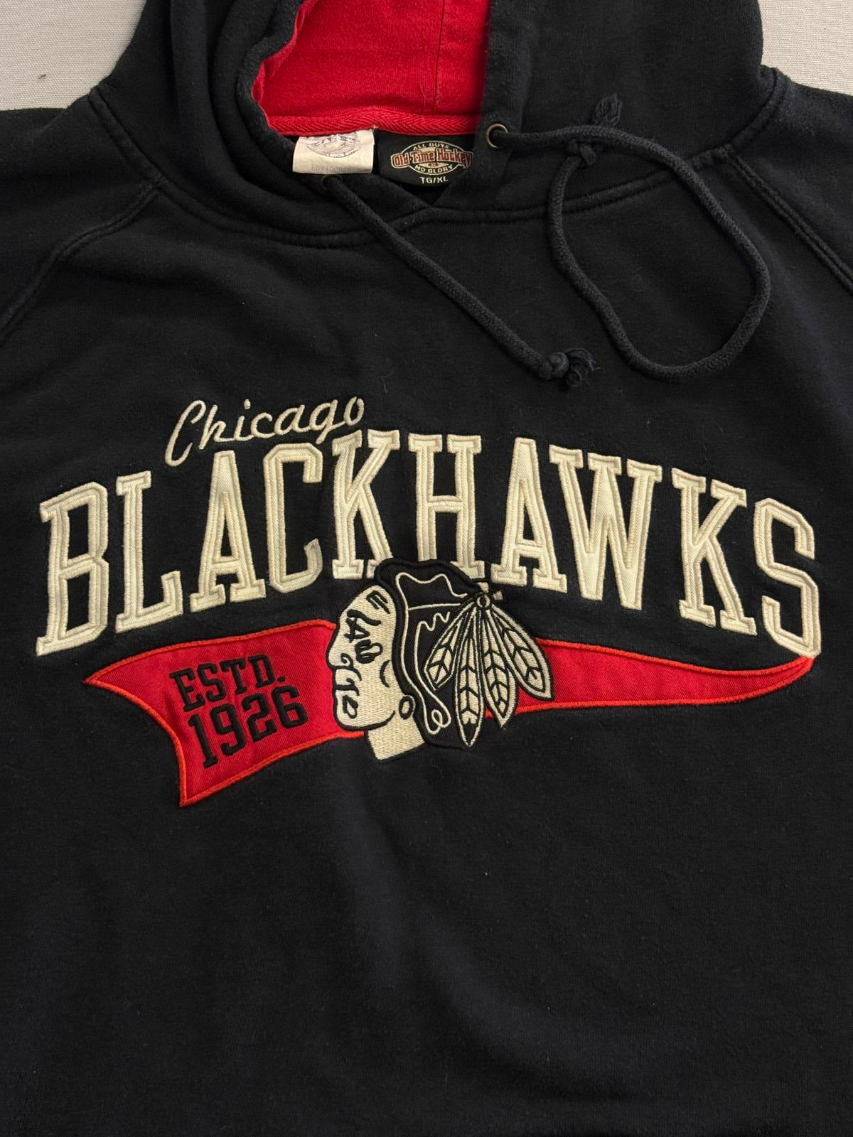 Chicago Blackhawks Hoodie NHL Old Time Hockey Embroidered XL