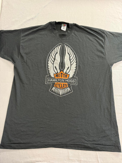 Vintage Biker T-shirt Born To Be Wild Hamilton Hogs XXL