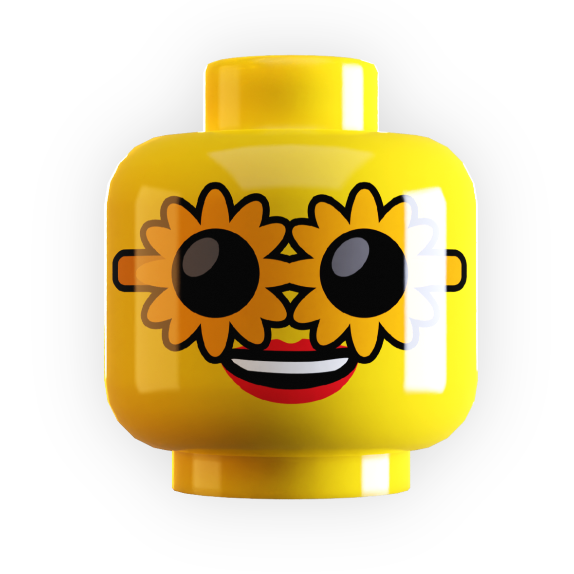 Sunflower Sunglasses on Minifig Head made using LEGO part