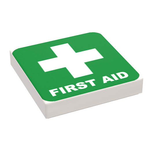First Aid (Medical) - B3 Customs Printed 2x2 Tile made using LEGO part