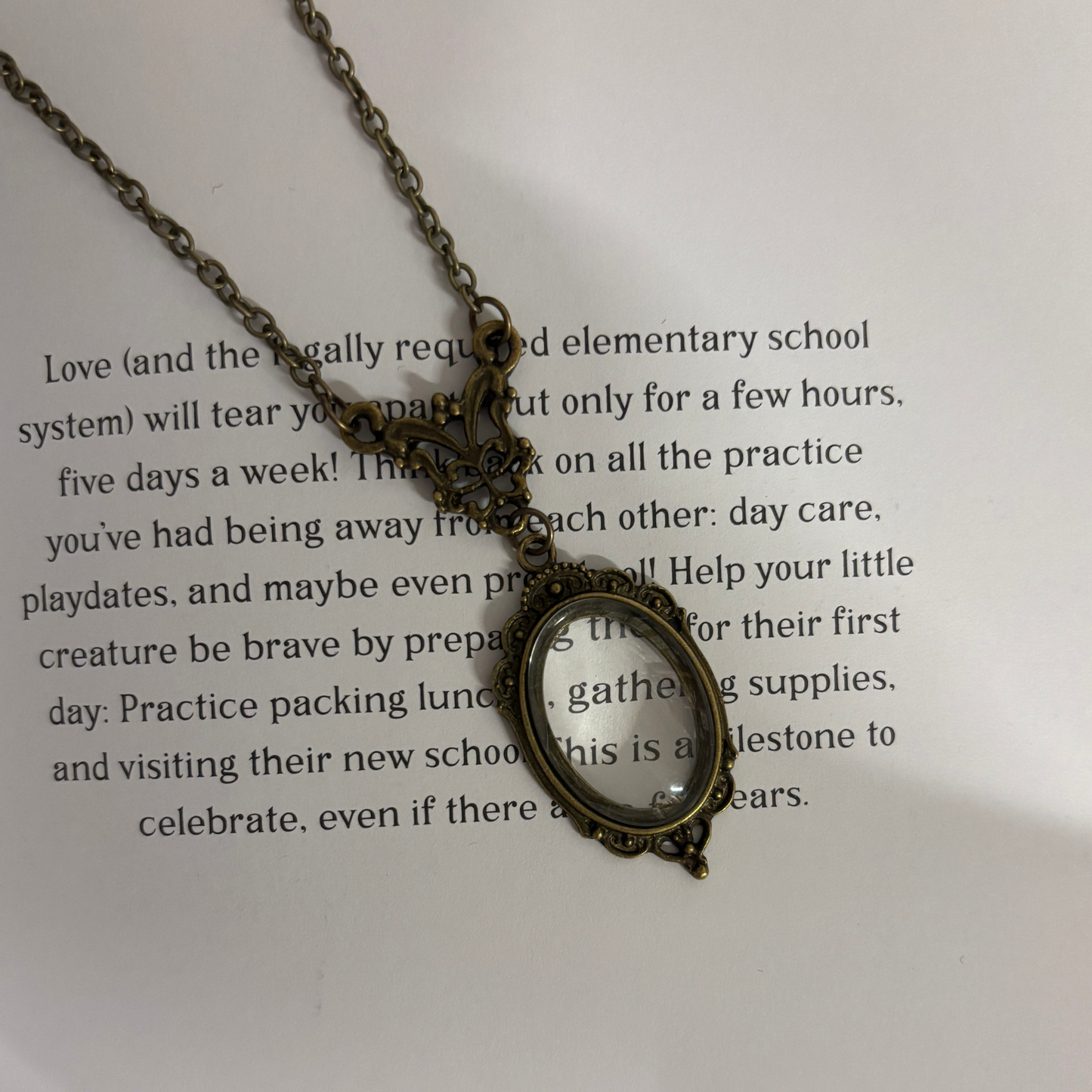 Bronze Magnifying Glass Pendant Necklace