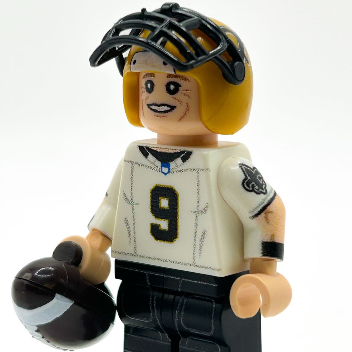#9 QB New Orleans Football Player Minifig made using LEGO parts - B3 Customs