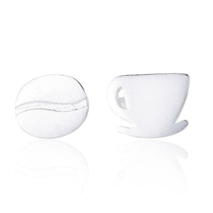 Coffee Cup & Bean Earrings in Rose Gold or Silver