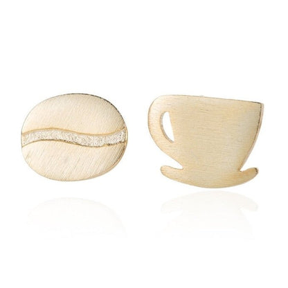 Coffee Cup & Bean Earrings in Rose Gold or Silver