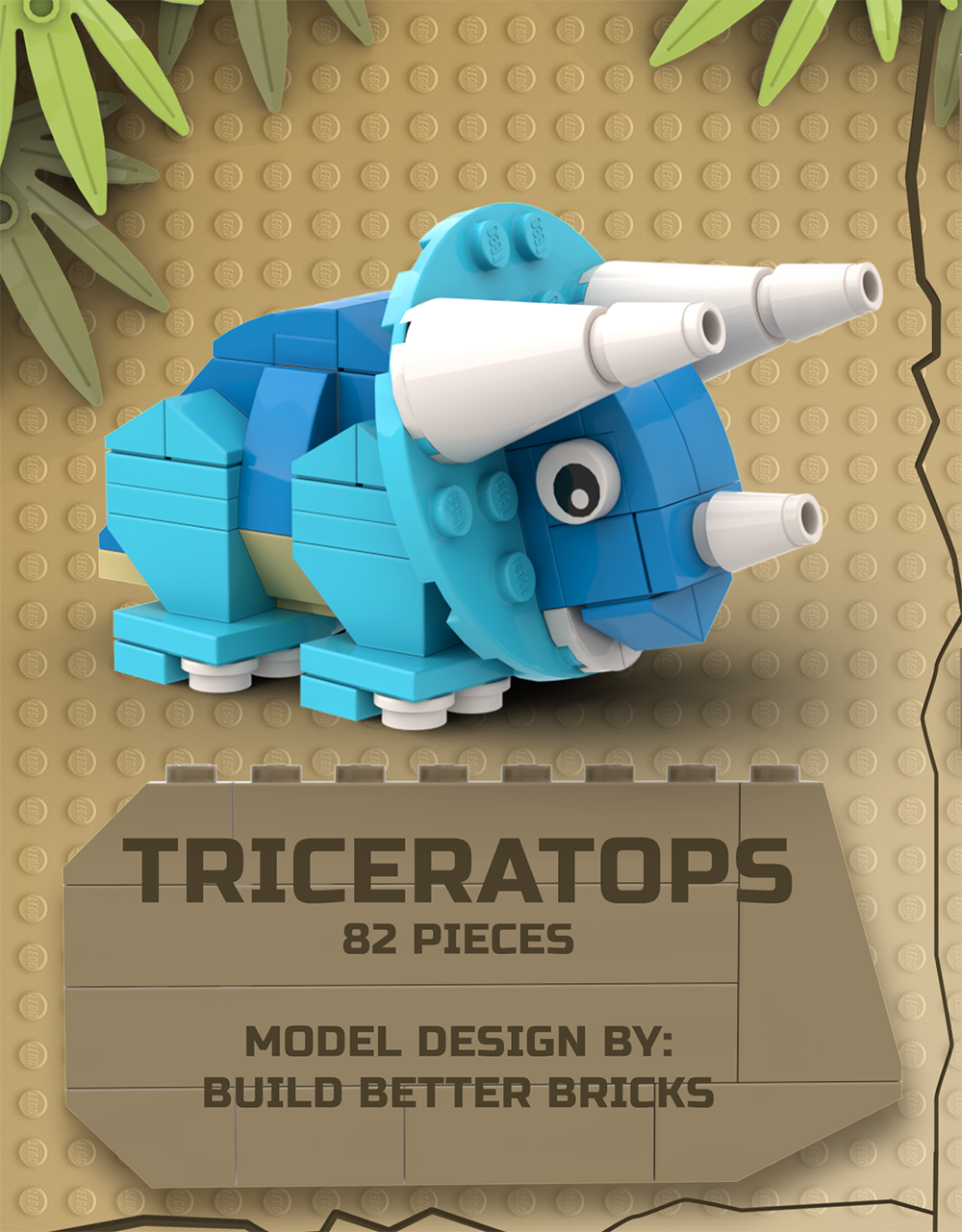 Triceratops - Custom Dinosaur Set made using LEGO parts - B3 Customs