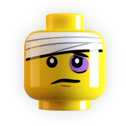 Head Wrap w/ Black Eye Minifig Head made using LEGO part