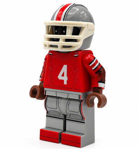 #4 Red/White Football Player Minifig