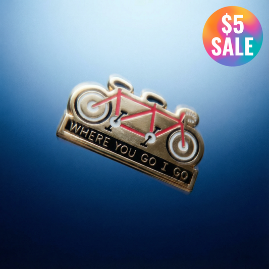 Cycling Love Enamel Pin in Gold