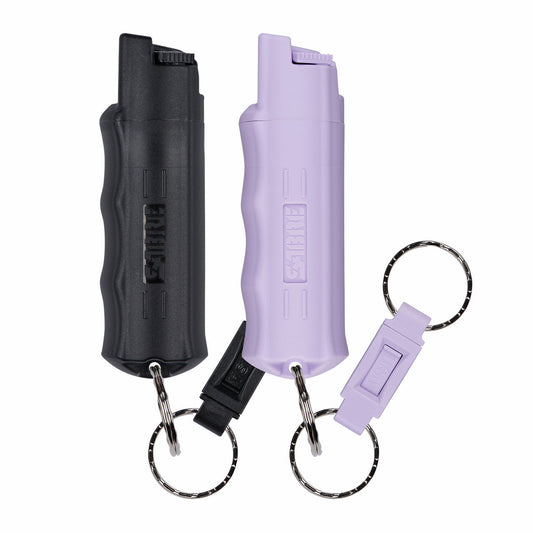 SABRE Pepper Spray with Quick Release Key Ring, Black and Lavender, 2 Pack