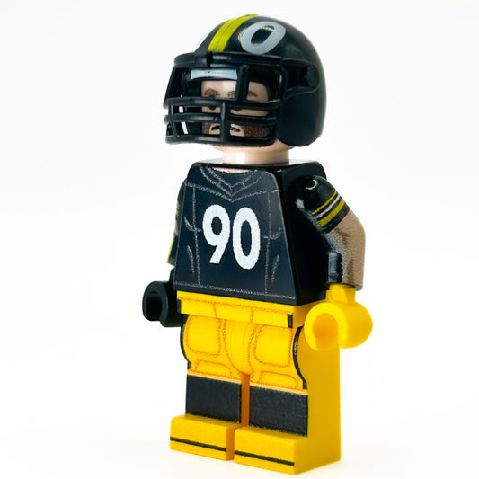 #90 LB Pittsburgh Football Player Minifig made using LEGO parts - B3 Customs