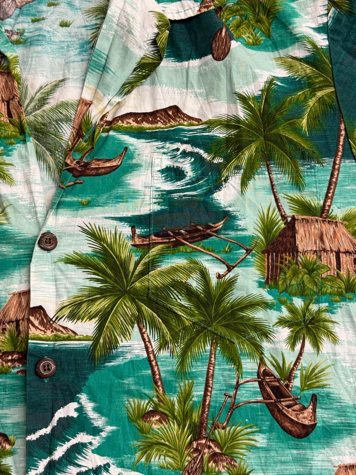 Blue Hawaii Mens Outrigger Hawaiian Shirt Made in Hawaii XL