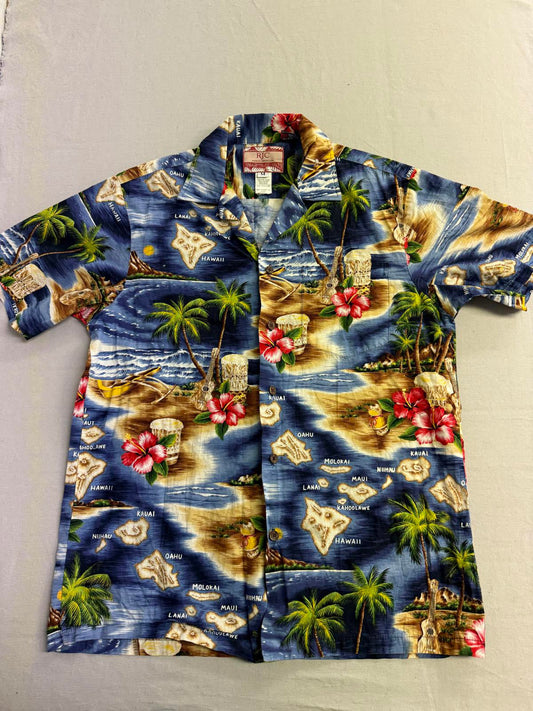 RJC Mens Hawaiian Shirt Hawaiian Islands Made in Hawaii - M