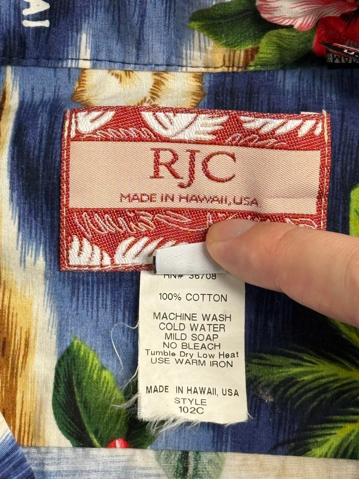 RJC Mens Hawaiian Shirt Hawaiian Islands Made in Hawaii - M