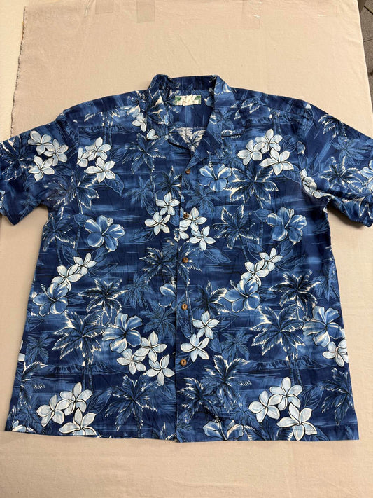 Two Palms Mens Hawaiian Shirt Plumeria Made in Hawaii Shirt