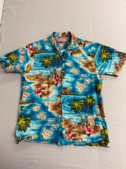 RJC Mens Hawaiian Shirt Hawaiian Islands Made in Hawaii - S