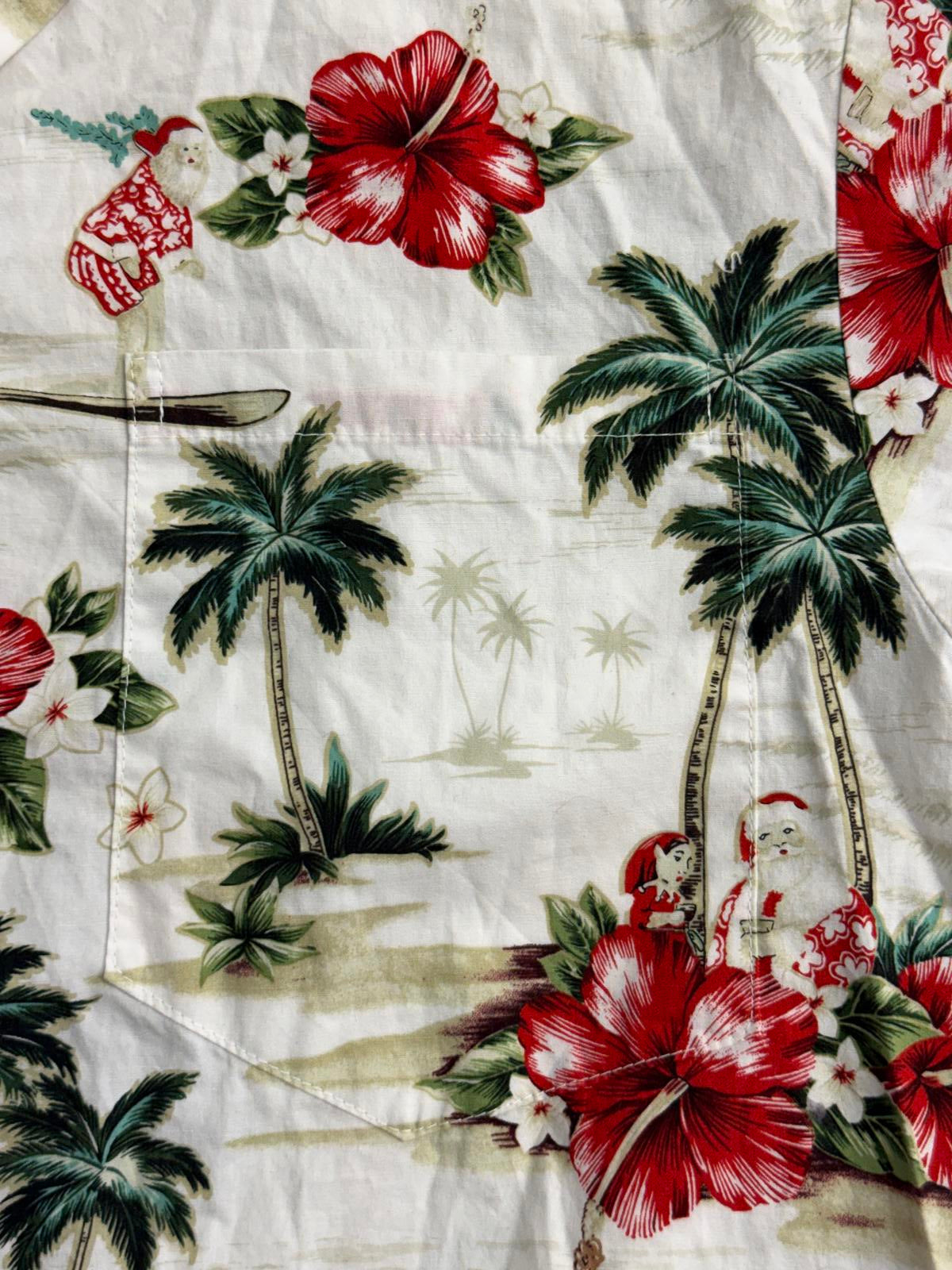 Ky's Men Hawaiian Shirt Surfing Santa Made in Hawaii Shirt L