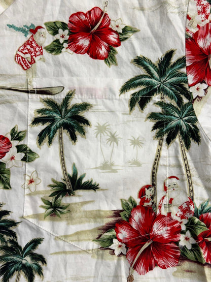 Ky's Men Hawaiian Shirt Surfing Santa Made in Hawaii Shirt L