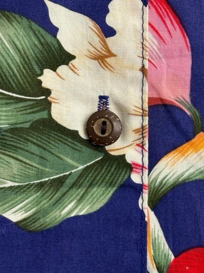 Ky's Hawaiian Flower Shirt Pocketless Made in Hawaii Shirt M