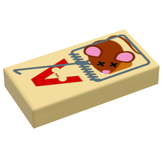 B3 Customs® Mouse Trap w/ Dead Mouse (1x2 Tile) made using LEGO part