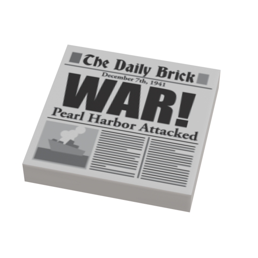 Pearl Harbor Attack WW2 Newspaper (2x2 Tile) made using LEGO part