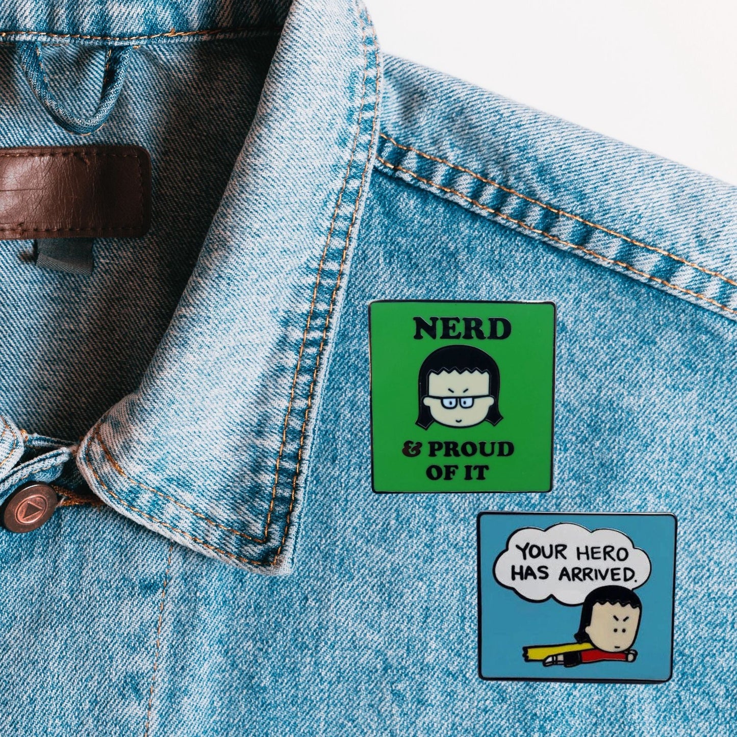 "Nerd & Proud Of It" Square Enamel Pin in Green | Lapel Pin Badges