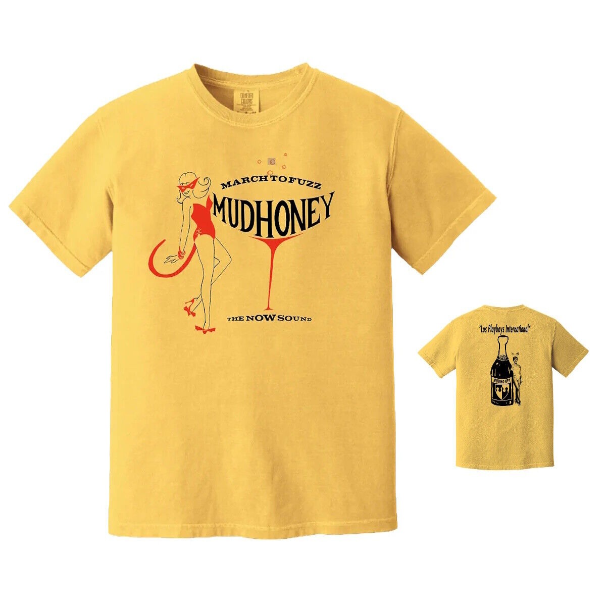 Mudhoney Los Playboys Mens T-shirt - Mud honey 2 Sided Band Tee